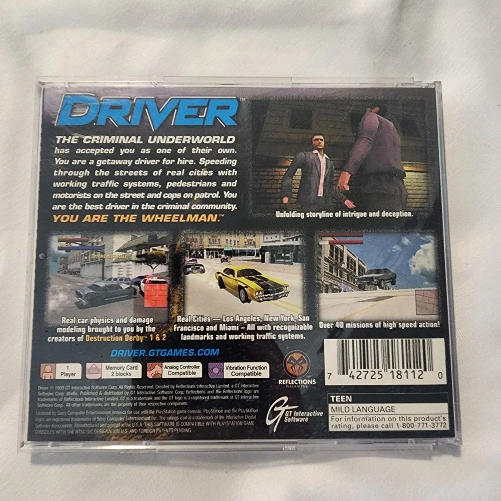 Driver - PS1‎ Playstation 1 Black Label Game. Disk Only. Case Broken. SEE PHOTOS